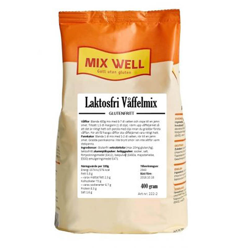 Mixwell laktosfri pannkaks/våffelmix 400g för 48,00 kr