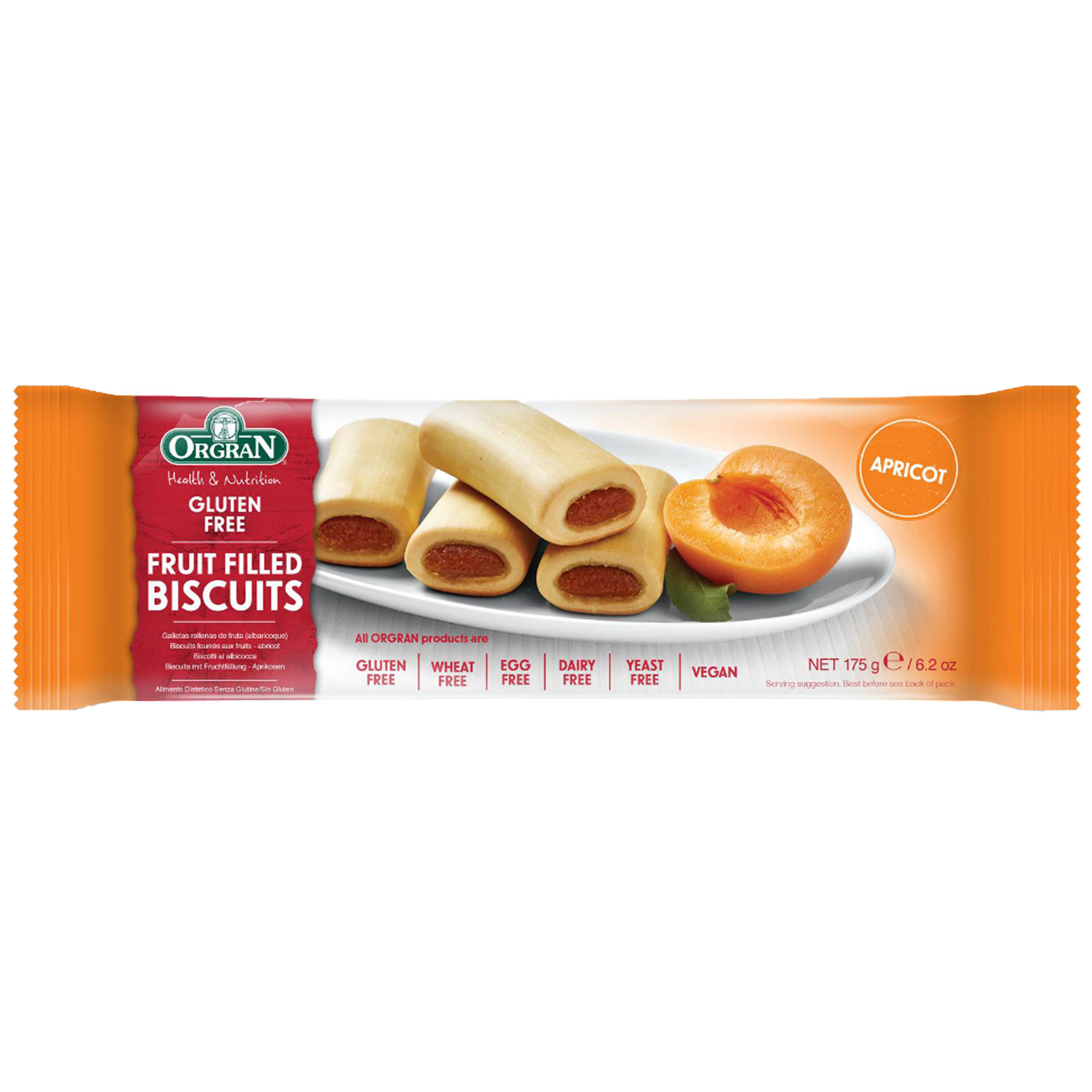 Orgran mördeg med aprikosfyllning 175g  för 56,00 kr